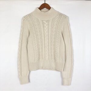 NEW GAP Relaxed Cable Knit Mockneck Sweater Birch White Size M